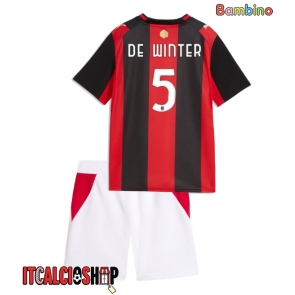 AC Milan Koni De Winter #5 Prima Maglia Bambino 2026-27 Manica Corta (+ Pantaloni corti)